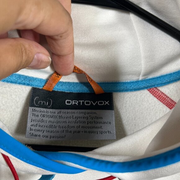 Ortovox Merino Wool Hoodie Women M White Blue Logo Sweater Outdoor Softshell - Picture 4 of 11